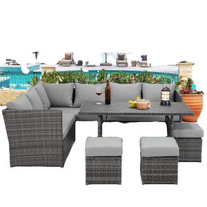 เฟอร์นิเจอร์หวายโพลีหวายสังเคราะห์สำหรับรับประทานอาหารในร่มและกลางแจ้งที่ทันสมัยสำหรับลานสวน - Product Image 2