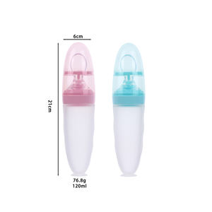맞춤형 휴대용 피더 실리콘 짜기 아기 병 실리콘 숟가락 아기 수유 숟가락 - Product Image 4