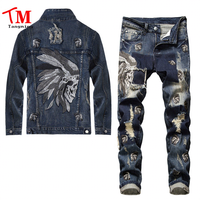Ensemble Homme Deux Pièces OEM Personnalisé Veste en Jean et Pantalon Jean Mode Automne 2024