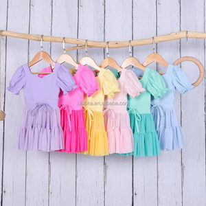 Vestido de actuación superpuesto de malla para niñas con lazo de satén, ropa activa inspirada en el ballet para gimnasia de yoga y disfraz de escenario - Product Image 2