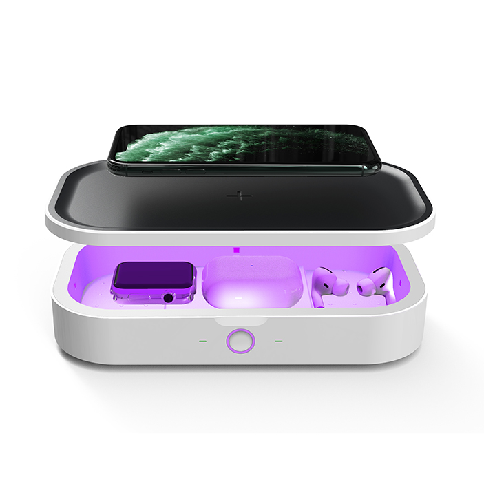 Мини-стерилизатор UVC, портативный Дезинфектор для сотового телефона, светодиодный стерилизатор с беспроводным зарядным устройством