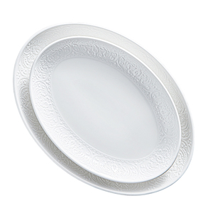Juego de Platos de Porcelana Blanca Ecológica para Restaurante y Bodas, Plato Ovalado de Cerámica con Diseño en Relieve, Plato Elíptico para Pescado - Product Image 2