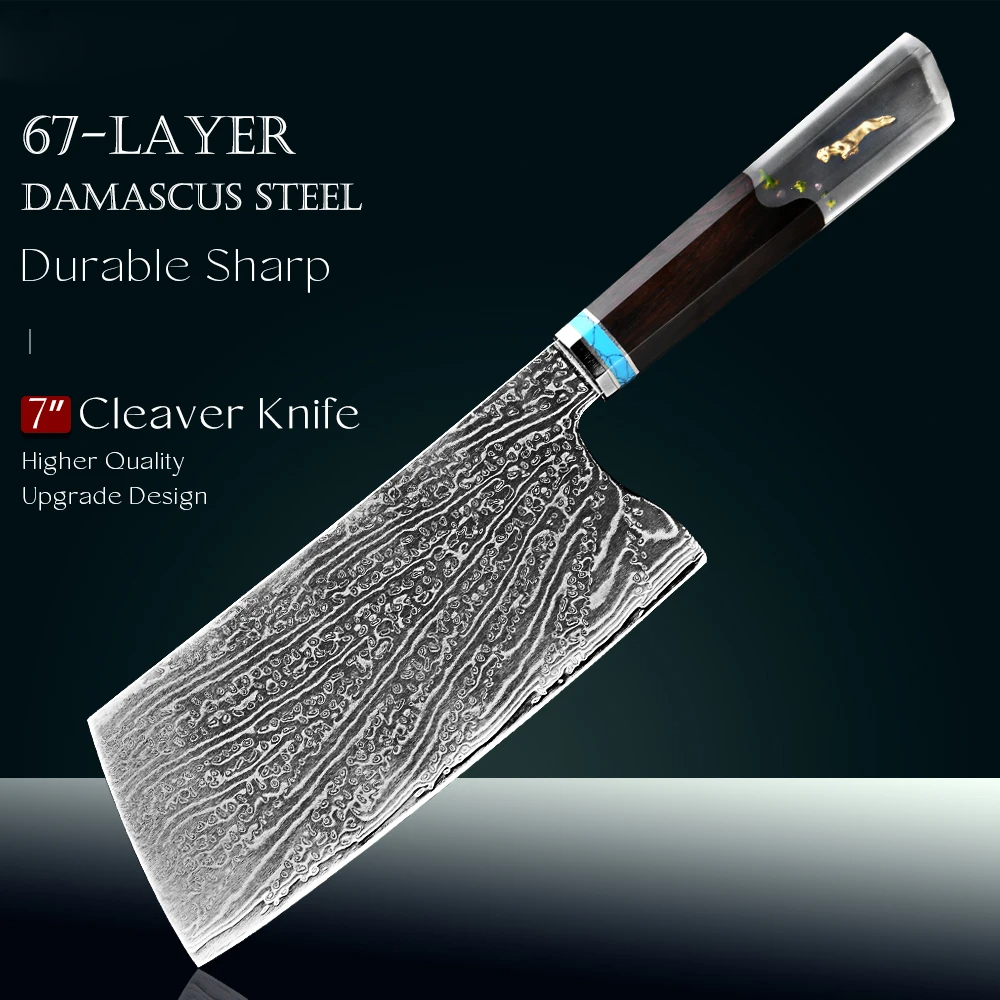 Cleaver Knife 67 layers Damascus steel VG10 core