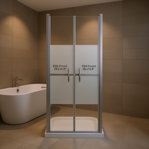 Puerta de Ducha ESG Semi-Transparente de 28x74.8 Pulgadas con Marco Plateado, Diseño Contemporáneo con Bisagras - Product Image 2