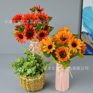 Ramo de girasoles artificiales Dongchen Crafts en cesta tejida para decoración del hogar y accesorios de boda - Product Image 2