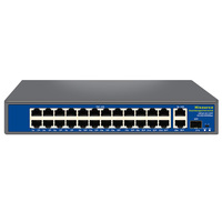 Switch PoE Hisource Active 24+2+1 10/100/1000 con AI Watchdog, VLAN, compatible con distancia de 250m