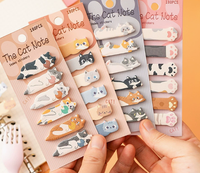 Adorables notes autocollantes en forme de chat de dessin animé, index réutilisables pour marquage, blocs-notes et autocollants de messages
