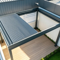 Pergola bioclimatique en aluminium sur mesure 3x3m 3x4m 4x4m, toit à lames orientables motorisé, imperméable, gazebo de jardin avec éclairage LED