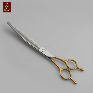Tijeras para el cuidado de perros YONGHE CHENG con mango dorado de acero 440C japonés, profesional, con dientes curvos - Product Image 2