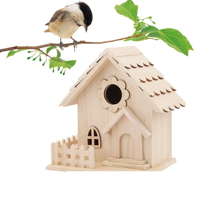 Ninho de pássaro nova casa e caixa de criação de pássaros decoração barata casa de madeira rústica moda para animais de estimação cabanas de madeira aviário gaiola de pássaros sólida