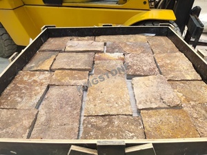 Vàng đa kích thước cảnh quan flagstone bước Đá Mới bất thường ngoài trời vườn biệt thự đá vôi chia bề mặt bên ngoài nhà bếp - Product Image 5