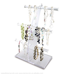 حامل خرز من الأكريليك الشفاف حامل عرض خرز <span class=keywords><strong>3</strong></span> أشرطة حامل للمجوهرات منظم حامل أسورة قارب إبحار حامل عرض إسورة شماعات - Product Image 2