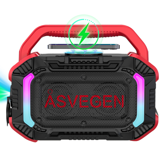 Wireless Charging Car Audio BT Speaker with 6H Playtime LED Light Flashlight Waterproof BT5.3 5V Charging Portable BT Speaker