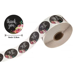 500 Pezzi/Rotolo Adesivi Rotondi Carini con Motivi Floreali a Righe Bianche <span class=keywords><strong>e</strong></span> Nere per Bambini - Product Image 5