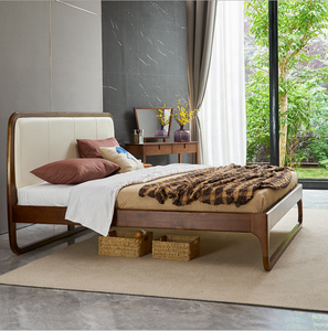 Cadre de <span class=keywords><strong>lit</strong></span> en bois européen, ensemble de meubles de chambre à coucher, style <span class=keywords><strong>scandinave</strong></span>, <span class=keywords><strong>lit</strong></span> rembourré en cuir de haute qualité, taille Queen ou King - Product Image 3