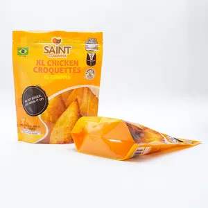 Sacs en plastique d'emballage pour aliments congelés PE en mylar refermable imprimés sur mesure Pochette d'emballage pour aliments précuits frits