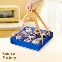 Boîte à gâteau jetable en PET transparent recyclable avec poignée, tailles personnalisables pour nouilles, sushis, chewing-gums et cadeaux de fête