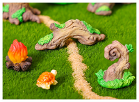 Accessoires de jardin miniature en résine : chaise, arbre, champignon, souche, herbe, feu de camp, pierre, maison artificielle, figurine