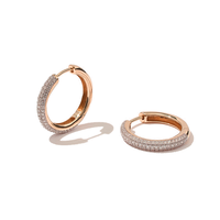 Boucles d'oreilles créoles Gemnel pavées de diamants en argent 925 avec fermeture à clip, bijoux faits à la main pour femmes