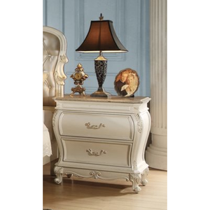 Comodino Chantelle con finitura bianco perla e piano in granito - Product Image 1