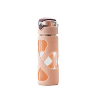 Bouteille d'eau en verre borosilicaté à haute teneur en 500ml Bouteille d'eau portable avec logo personnalisé avec manchon de protection