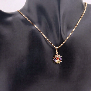 Juego de Joyería de Flores con Circonitas Cúbicas Multicolores Chapadas en Oro de 18K, Collar y Pendientes Colgantes, Accesorios Elegantes para Bodas y Fiestas - Product Image 1