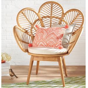 उच्च गुणवत्ता नॉर्डिक शैली फूल आकार स्टील फ्रेम कोच के साथ इनडोर प्लास्टिक रतन विकर लाउंज कुर्सी तकिया - Product Image 6