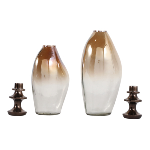 Vaso in vetro curvo con coperchio in metallo per decorazioni per la casa, soggiorno, camera da letto, ufficio, tavolo - Product Image 3