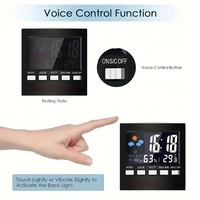 Reloj Despertador Digital Electrónico Multifuncional con Control por Voz LED, Calendarios, Pronóstico del Tiempo, Temperatura Interior, Humedad