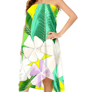 Pareo para Mujer de las Islas del Estrecho de Tórres / Lavalava, Nuevo Diseño Pintado a Mano con Hibisco y Frangipani, Estilo Étnico, Pareo de <span class=keywords><strong>Playa</strong></span> de Rayón - Product Image 2