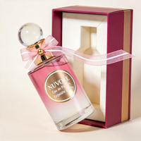 Flacon de parfum à prix surprise, rond, rose, vide, en verre, avec logo personnalisé, 100 ml, avec boîte