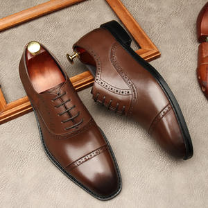 Zapatos de cuero auténtico hechos a mano de alta calidad para hombre, zapatos de vestir de cuero Natural tallados para hombre, zapatos de vestir Oxford para hombre - Product Image 6