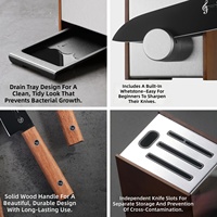 Ensemble de 6 couteaux de cuisine, lames en acier inoxydable 1.4116, revêtement en titane, manches en bois ambidextres, durables, tranchants, à bord droit