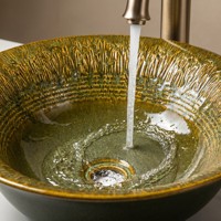 Lavabo en céramique haut de gamme, moderne, écologique, à motif bois en relief, forme fleur, style luxe léger