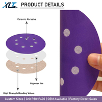 Disque de ponçage haute performance 5 pouces 8 trous en céramique violette avec film d'aluminium et dos Velcro, papier abrasif sans poussière pour le ponçage du bois brut, OEM