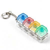 Porte-clés transparent LED avec interrupteur de clavier, 4 boutons, anti-stress, pendentif, souvenir en plastique, cadeau