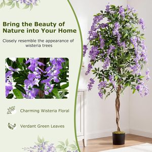 Lot de 2 arbres artificiels de glycine de 1,80 m, plantes artificielles à fleurs violettes <span class=keywords><strong>en</strong></span> pot de pépinière pour la décoration intérieure, du bureau, de la véranda et du salon - Product Image 3