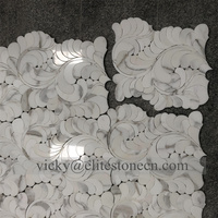 Mosaïque de marbre blanc Thassos à motif de feuilles modernes 1212 polie pour la décoration de pièces et les villas