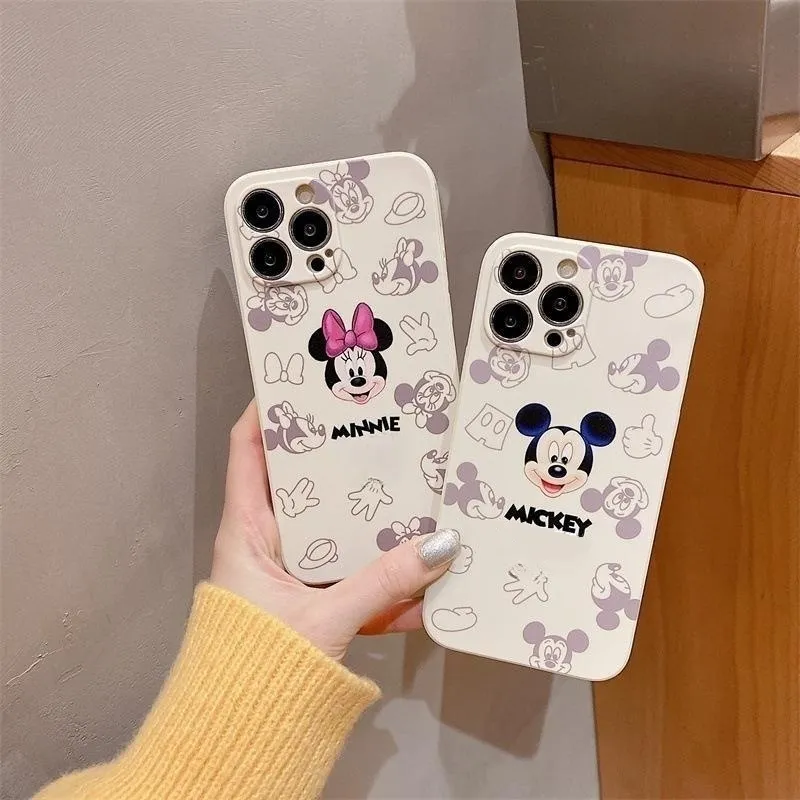 Mode dessin animé Silicone impression Mickey coque de téléphone pour iPhone 14 plus 13 12 11 Pro max antichoc protéger Mobile couverture arrière