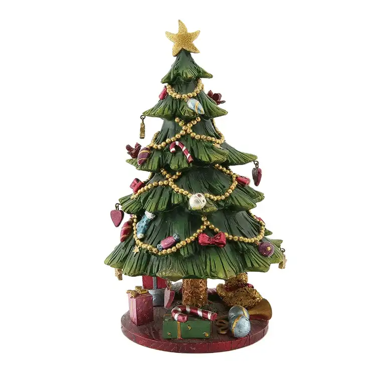 Venta al por mayor sala de decoración de resina colgado regalos árbol de Navidad estatuilla