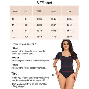 Grosir bodysuit lengan pendek wanita pembentuk tubuh pelangsing kaus leher sendok Shapewear kontrol perut dengan desain Thong - Product Image 4