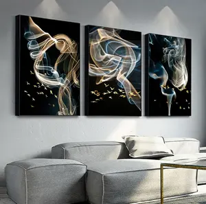 Funtuart 3 Abstract Ribbon Light Luxury Canvas Posters Nordic Wall Art Crystal Porcelain Painting