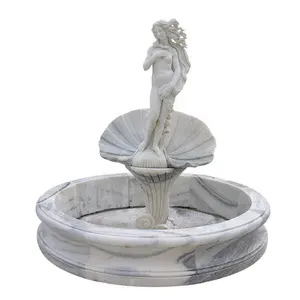 Shengye Factory direct High-quality hand-carved natural marble standing nude ladies outdoor garden fountain
