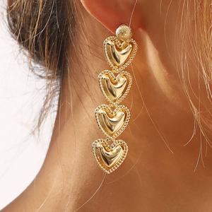 European American Retro Hong Kong-Style Heart-Shape <b>Long</b> Tassel <b>Earrings</b> Versatile Simple Hoop Design for Party or Gift - Product Image 3