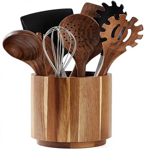 Soporte de Madera de Acacia LUMINA, Giratorio 360°, para Utensilios de Cocina de 7.2 Pulgadas, Apto para Lavavajillas, Estilo Rústico - Product Image 1