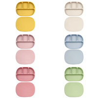 Plaque en silicone pour bébé sans BPA de conception OEM Plato à fond ventouse avec couvercle plat LogoKids personnalisé