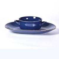 Ensemble de bols à soupe en céramique écologiques personnalisés en gros avec poignées et assiette