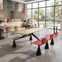 Ensemble de table et de chaises de restaurant commercial moderne avec structure en métal et en bois pour l'école, l'hôpital, l'auberge, l'hôtel