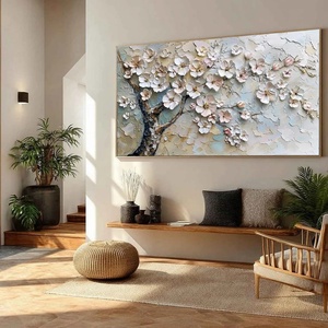 Arte Mural Contemporáneo de Alta Gama, Serenata de Flores, Pintura al Óleo Floral Impresa, Arte Mural Abstracto Grande, Pintura en Lienzo Neutral - Product Image 3