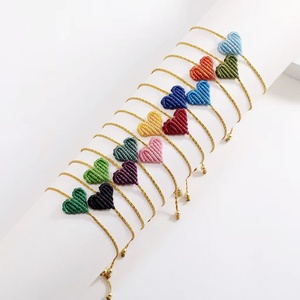 Nuovi Braccialetti di Tendenza dell'Amicizia in Corda Intrecciata a Macramè con Cuore Tinta Unita, Minimalisti, Fatti a Mano in Filo Cerato, Gioielli Regalo per Coppie - Product Image 1
